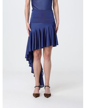 Alaïa Asymmetric Viscose Knit Skirt - Blue