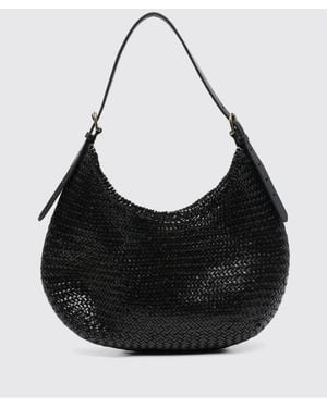 Dragon Diffusion Mezza Luna Woven Leather Bag - Black