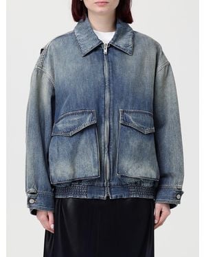 MM6 by Maison Margiela Cotton Denim Bomber Jacket - Blue