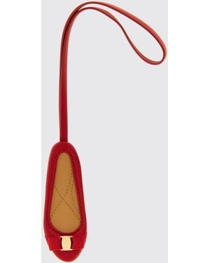 Ferragamo Varina Calfskin Leather Keyring - Red
