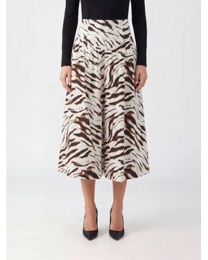 Ganni High-Waisted Animal Print Stretch-Cotton A-Line Midi Skirt - Multicolor