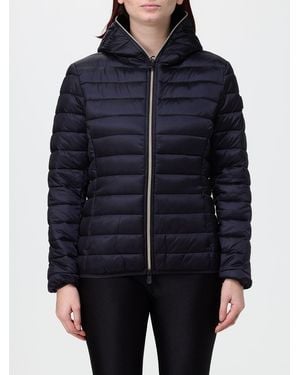 Save The Duck Kurze Nylon-Daunenjacke Von Mit Kapuze Und Thermoplume-Wattierung - Blau