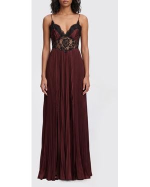 Self-Portrait Pleated Crêpe Long Dress - Red