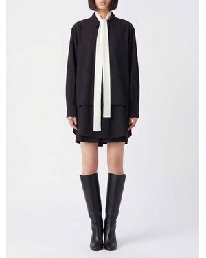 SACAI X CARHARTT WIP Long Crêpe Shirt Dress With Asymmetric Hem - Blue