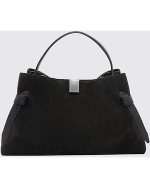 Yuzefi Flared Suede Calfskin Handbag - Black
