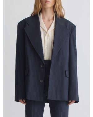 Séfr Pinstriped Oversized Blazer - Blue