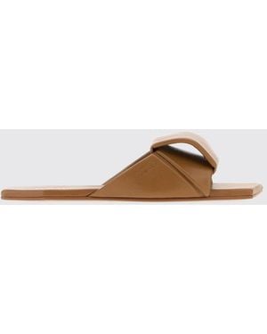 Loewe Origami Lambskin Slides With Asymmetrical Square Toe - Brown