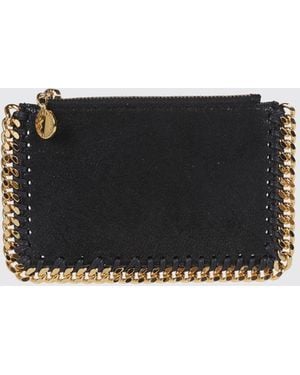 Stella McCartney Falabella Flat Card Holder With Zipped Coin Pocket - Black