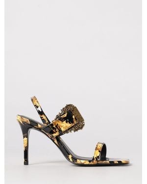 Versace Jeans Couture Baroque Print Patent Leather Sandals - Black