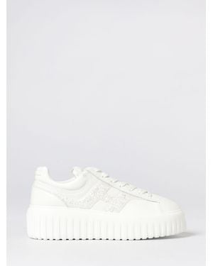Hogan H-Stripes Leather Trainers With Glitter - White