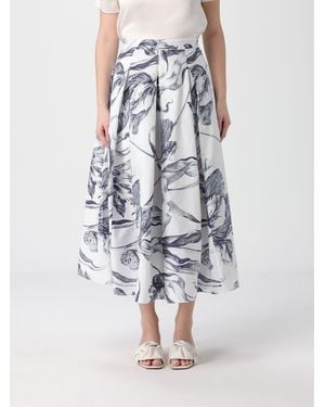 Erdem Cotton Midi Skirt With Floral Print - White