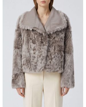 Yves Salomon Cropped Lambskin Jacket With Sailor Collar - Brown