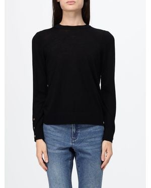 Michael Kors Jersey De Cuello Redondo De Pura Lana Merina Con Puños De Tres Botones - Negro