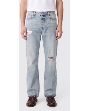 Represent Distressed Cotton Denim Flared Jeans With A Worn-Out Effect - Blue