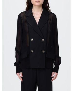 MEIMEIJ Double-Breasted Wool Blend Blazer - Black