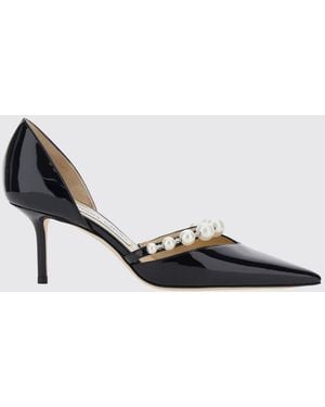 Jimmy Choo Aurelie Patent Leather Court Shoes With Pearls And Stiletto Heel - Black