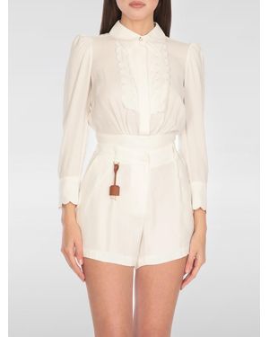 Elisabetta Franchi Sophisticated Blouse With Refined Collar & Stylish Long Sleeves Comfortable Everyday Wear - White