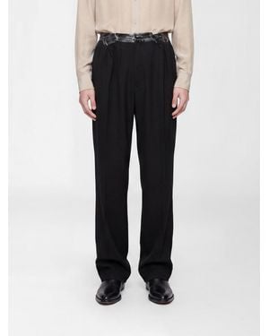 Maison Margiela Wide-Leg Virgin Wool Trousers With Belt Loops - Black