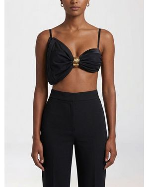 Elisabetta Franchi Crop Bra Top With Metal Ring - Black