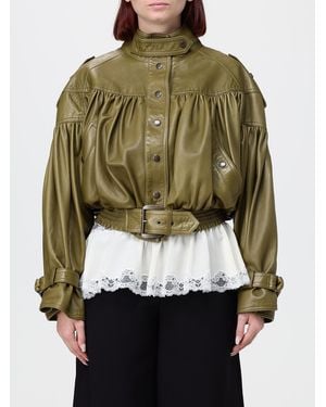 Chloé ChloÉ Cropped Lambskin Leather Jacket With Shoulder Epaulettes - Green