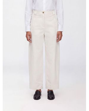 Max Mara Adorni High-Waisted Wide-Leg Cotton Pants - White