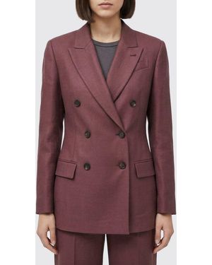 Brunello Cucinelli Double-Breasted Linen Blazer - Purple
