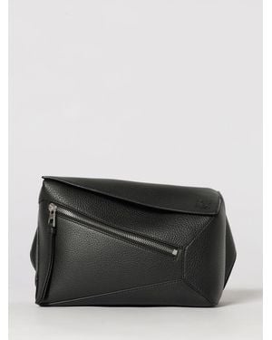 Loewe Puzzle Hammered Leather Belt Bag - Black