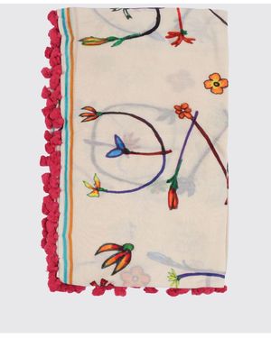 Faliero Sarti Floral Print Cotton And Silk Scarf - Natural