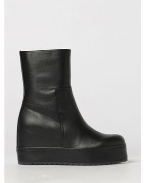 Paloma Barceló Renata Smooth Leather Ankle Boots With Wedge And Round Toe - Black