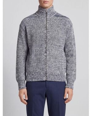 Ferragamo Turtleneck Zip-Up Cardigan - Blue