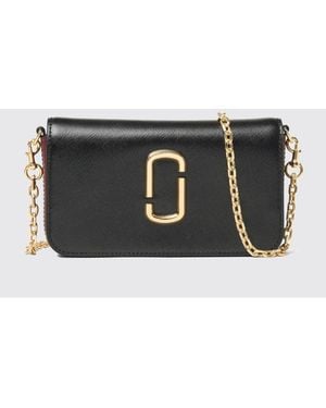 Marc Jacobs The Snapshot Leather Crossbody Bag With Double J Logo - Black