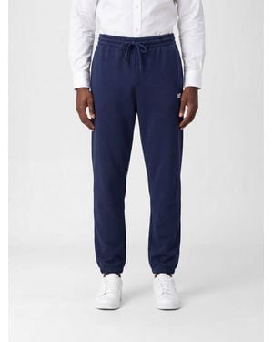 New Balance Slim Fit Cotton Jogging Trousers With Drawstring Waist - Blue