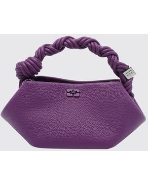 Ganni Small Bou Handbag With Braided Handle And Butterfly Logo - Purple