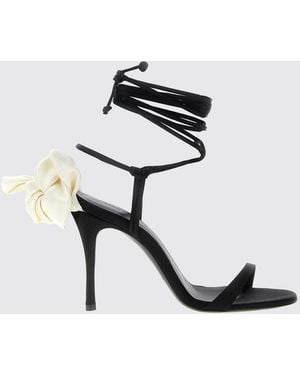 Magda Butrym Flower Satin Sandals With Floral Detail - White