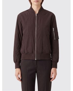 Semicouture Cazadora Bómber Corta De Tejido Técnico Con Bolsillos Ribeteados - Marrón