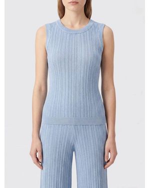 Atomo Factory Schulterfreies Rundhals-Top Aus Viskosemischung Mit Slim Fit - Blau
