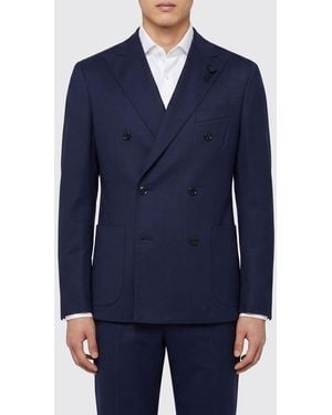 Lardini Double-Breasted Cotton Jacket - Blue