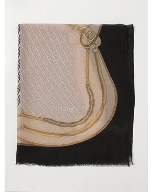 Liu Jo Polyester Scarf With All-Over Lj Monogram - Grey