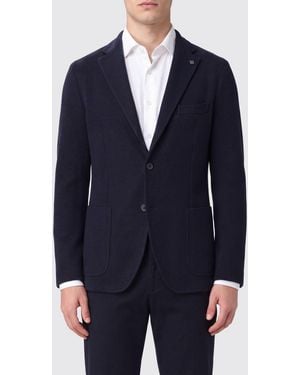 Tagliatore Single-Breasted Cotton-Blend Blazer With Patch Pockets - Blue