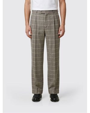 Valentino Check Virgin Wool Trousers - Grey