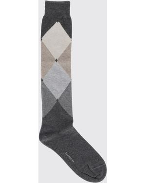 Ballantyne Diamond Pattern High-Top Cotton-Blend Socks With Contrast Logo - White