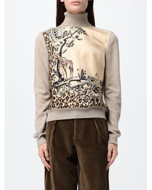 Etro Fauna Graphic Print Wool And Cashmere Blend Turtleneck Sweater - Natural