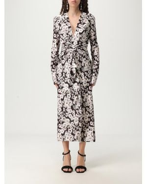 Philosophy Di Lorenzo Serafini Elegant Floral Print Wrap Dress With Tie Closure And Long Sleeves - White