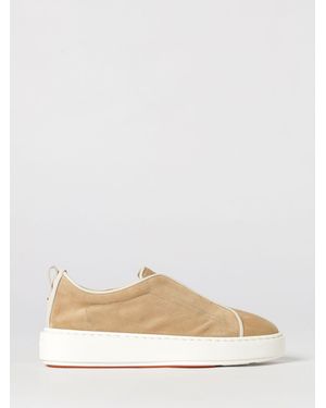 Santoni Victory Suede Trainers - Natural