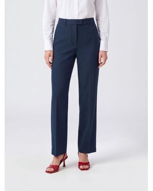 Vivetta Straight-Leg Crêpe Pants With Pleats And Off-Center Closure - Blue