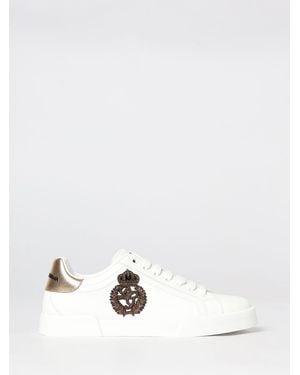 Dolce & Gabbana Dolce &Amp Gabbana Portofino Leather Trainers With Patches And Monogram - White