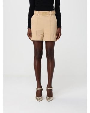 Elisabetta Franchi Bi-Stretch Technical Fabric Shorts With Belt - Natural
