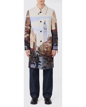 Junya Watanabe Printed Cotton Blend Single-Breasted Coat - Blue