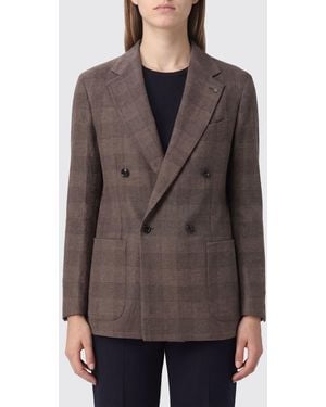 Tagliatore Tartan Double-Breasted Blazer - Brown