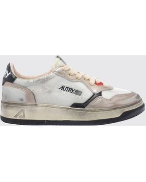 Autry Medalist Low Super Vintage Bicolor Leather Sneakers With Worn Effect - White